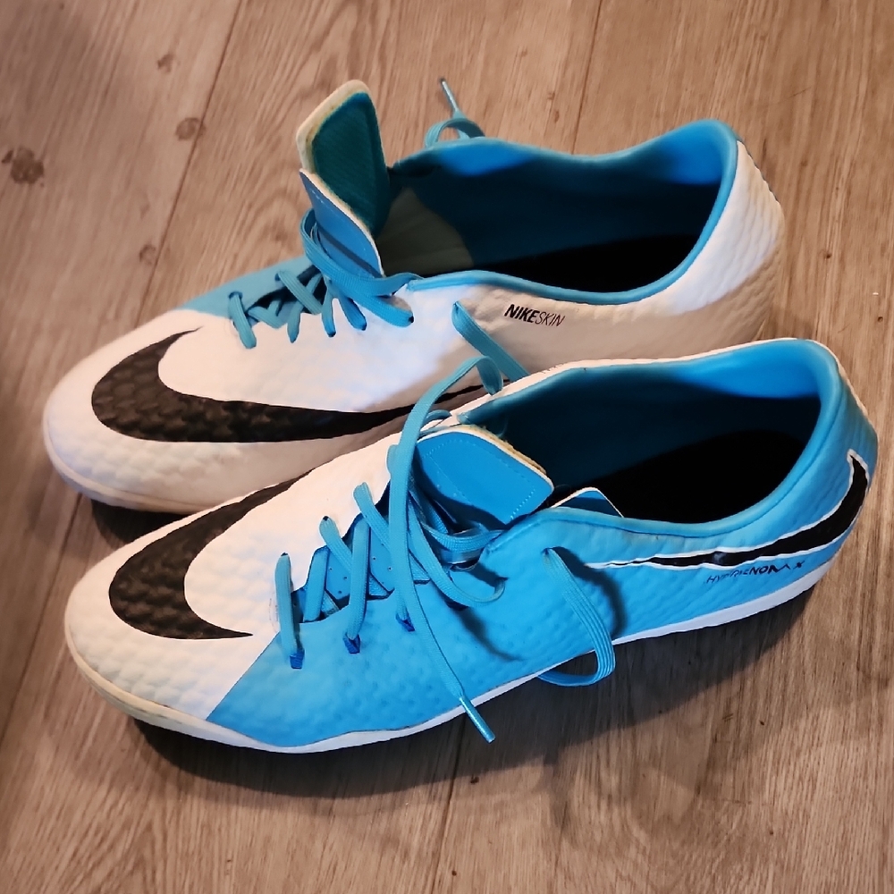 Nike Blue and White Indoor Soccer Cleats